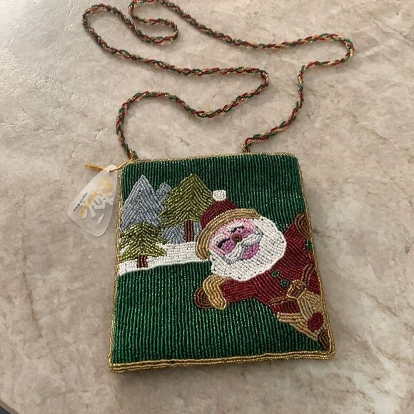 NWT Beaded Santa Crossbody Bag - Picture 1 of 7